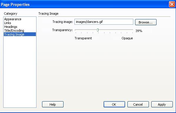 Tracing Image Dreamweaver